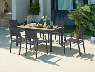 Vente-Unique Extendable Garden Dining Table In Aluminium & Polywood L.170/230 Cm in Dark Grey