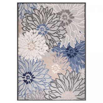 Un amour de tapis Alfombra kilim de exterior para terraza y jard&iacute;n azul y gris 120x170