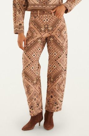 Farm Rio Cosmopolitan Straight Leg Jeans in Light Pink at Nordstrom, Size 25