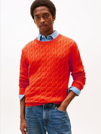 Tommy Hilfiger Flag Embroidery Cable Knit Jumper