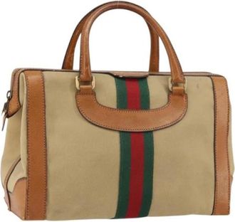 Gucci Pre-owned Handbags, female, Beige, Size: ONE SIZE Pre-owned Vintage Canvas Handbag