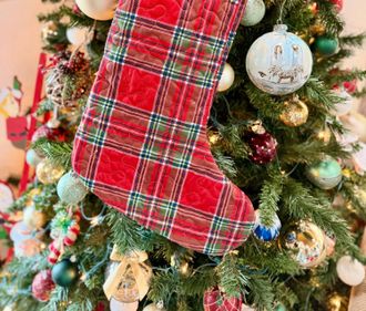 Ida Mae Home Carrie Plaid Floral Quilted Stocking In Red