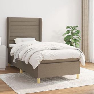 vidaXL Cama Box Spring Con Colch&oacute;n Tela Gris Taupe 80x200 Cm Vidaxl