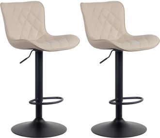 Clp Set de 2 Taburetes de bar regulable en Simil cuero Crema