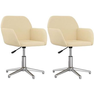 vidaXL Vidaxl - Sillas De Comedor Giratorias 2 Unidades Tela Color Crema