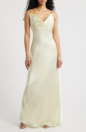 Jump Apparel Solid Long Satin Slip Dress in Butter at Nordstrom, Size 11