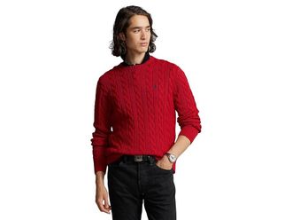 Polo Ralph Lauren Cable-Knit Cotton Sweater Mens Clothing Park Avenue Red : 2XL
