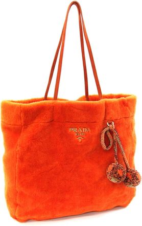 Prada Orange Suede Leather Tote Bag (Pre-Owned)