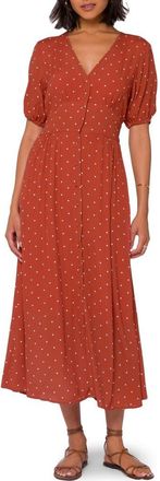 Velvet Heart Dot V-Neck Puff Sleeve Midi Dress in Tajin Dots at Nordstrom Rack, Size X-Small