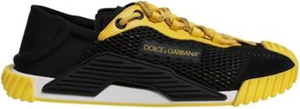 Dolce & Gabbana Zwart Geel Slip-On Sneakers - Heren - Sneakers - Veelkleurig - 41 EU - Polyester - Schoenen