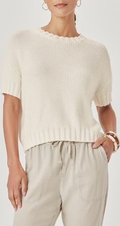 Splendid Annmarie Cotton Sweater in Shell White at Nordstrom, Size X-Large