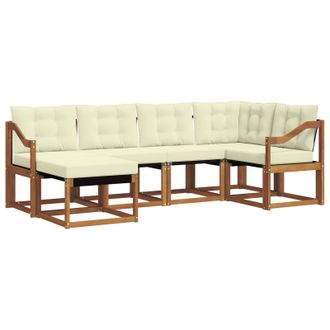 vidaXL Conjunto De Sof&aacute;s De Exterior Con Coj&iacute;n 6 Pcs Natural Y Crema Vidaxl