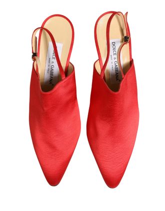 Dolce & Gabbana Womens Red Suede Heel Slingback Shoes