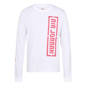 Nike Jordan Air Jordan Wings Round Neck Basketball Sports Long Sleeves T-Shirt Mens White AT9071-100
