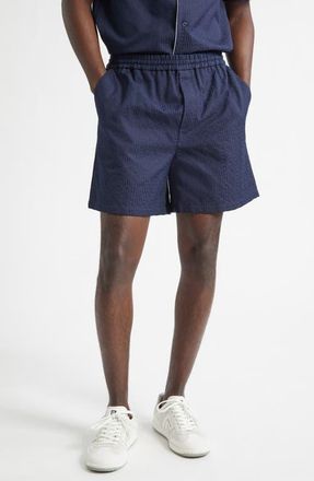 Balmain Small Monogram Jacquard Shorts in 6Ub Marine at Nordstrom, Size Xx-Large