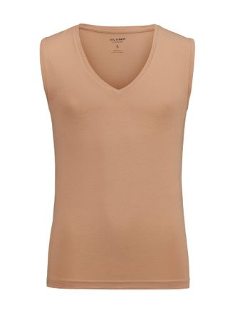 Olymp V-Shirt OLYMP Casual, Herren, Gr. XXL, braun (caramel), Obermaterial: 94% Baumwolle, 6% Elasthan, V-Ausschnitt, Shirts V-Shirt