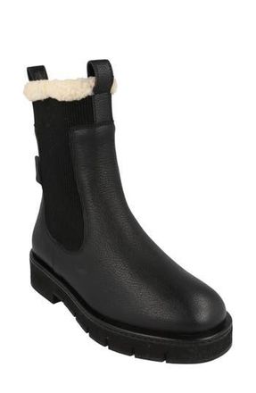 Ferragamo Rook Genuine Shearling Trim Leather Boot in Black at Nordstrom Rack, Size 10