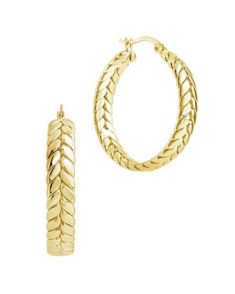Sterling Forever 14K Gold Double Row Herringbone Statement Hoop Earrings