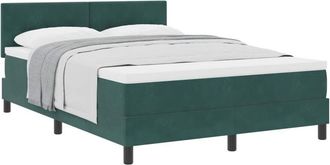 vidaXL Box Spring Bed with Mattress Dark Green 160 x 200 cm Velvet vidaXL