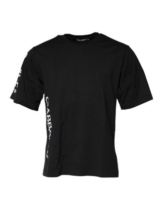 Dolce & Gabbana Black Logo Print Cotton Men Crew Neck T-Shirt