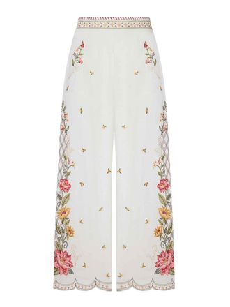 Farm Rio Palazzo Trousers With Floral Embroidery