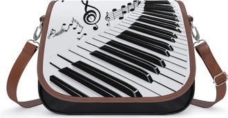 Generic Chic Music Piano Keyboard Note Crossbody Bags for Women Shoulder Messenger Bag Purse Handbags