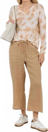 Elliott Lauren Daydreaming Printed V Neck Sweater In Latte