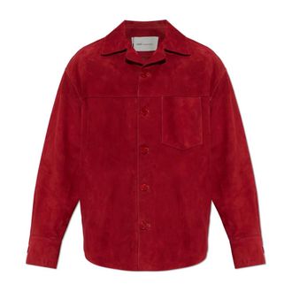 Ami Giacca in camoscio con logo ricamato - - Jackets - Uomo - Rosso - M