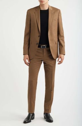AllSaints Ross Slim Fit Medium Brown Stretch Wool Twill Suit at Nordstrom, Size 44Regular