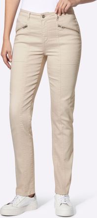 Heine Bequeme Jeans HEINE, Damen, Gr. 34, Normalgr&ouml;ssen, sand, 81% Baumwolle, 17% Polyester, 2% Elasthan, unifarben, lang, Jeans Bequeme Jeans