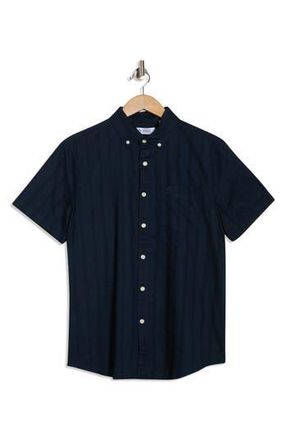 Original Penguin Tonal Stripe Short Sleeve Dobby Button-Up Shirt in Dark Sapphire at Nordstrom Rack, Size Xx-Large