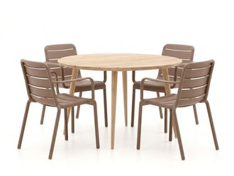 Forza Furniture Forza Narni/ROUGH-K &oslash; 115cm dining tuinset 5-delig stapelbaar