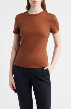 Theory Tiny Apex Organic Pima Cotton T-Shirt in Caramel at Nordstrom, Size X-Large