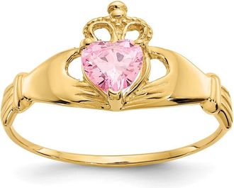 Diamond2Deal 14k Yellow Gold Cubic Zirconia Claddagh Heart Ring