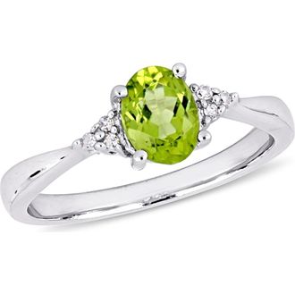 Delmar Oval Peridot & Diamond Cluster Ring in Green at Nordstrom Rack, Size 4.5