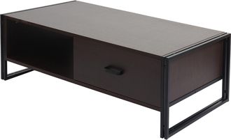 Hhg Nunca Usado] Mesa De Centro Hhg 394, Mesa Auxiliar Mesa De Sal&oacute;n, 41x120x60cm Estructura 3d, Metal Mdf, Marr&oacute;n Oscuro