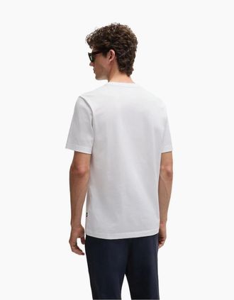 HUGO BOSS Mens Text Graphic Crew Neck Short Sleeve Jersey T-Shirt - White - Size: 44