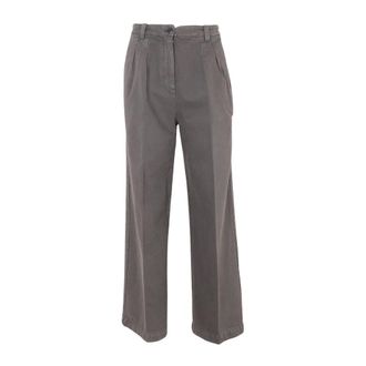 A.P.C. High Rise Wide Leg Trousers - female - A.P.C. - Wide Trousers - Gray - XS - Trousers