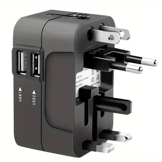 OEM Adaptador De Enchufe De Viaje Universal, 2 Adaptadores Usb, Doble Usb, Adaptador De Bloqueo De Soldadura, Adaptador Convertidor Ee. Uu.-ue-au-ru, Puer