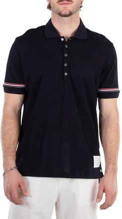 Thom Browne Short Sleeve Cotton Polo Shirt, Brand Size 5 (XX-Large)