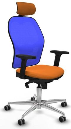 Piqueras y Crespo Piqueras Y Crespo - Jorquera Sincro Malla Azul Similpiel Naranja Brazos 2d Base Aluminio Cabecero 2d Ruedas 65mm Engomada