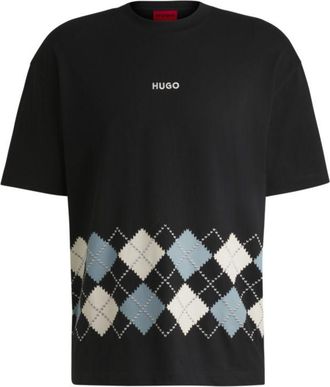 HUGO BOSS Cotton-jersey T-shirt with Argyle pattern