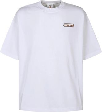 Casablanca Casa Racing Patch Oversized T-Shirt - Heren - T-shirts - Wit - S - Katoen - Tops
