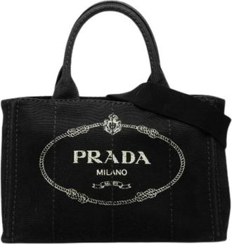 Prada Pre-owned Canvas Satchel - Dames - Vintage Shopper - Zwart - ONE Size - Vintage