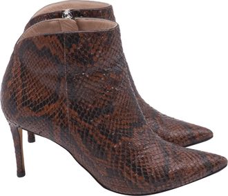 Giuseppe Zanotti Maskenada Brunette Snakeskin Ankle Boots in Brown Leather
