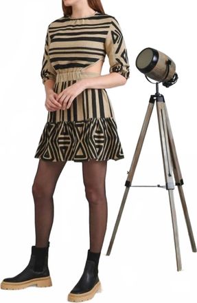 Lace Embroidered Open Back Dress In Sand