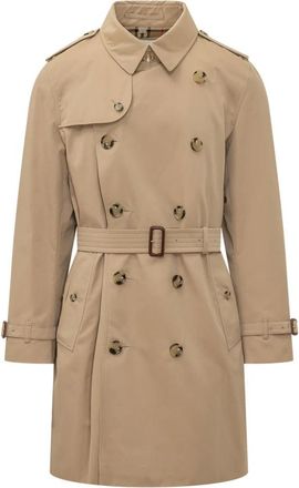Burberry Kensington Mid Trench Coat - Heren - Trenchcoats - Beige - S - Katoen - Jassen