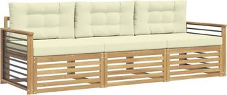 vidaXL Conjunto De Sof&aacute;s De Exterior 3 Uds. Blanco Y Crema Poli&eacute;ster Vidaxl