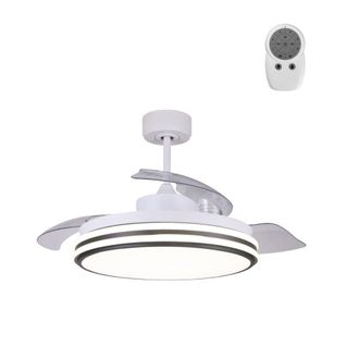 Wonderlamp Ventilador techo con luz led 35w dimmable blanco y aspas plegables