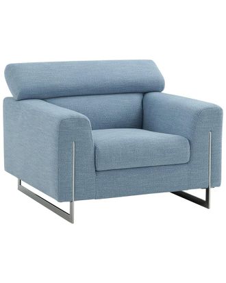 Pasargad Home Serena Modern Blue Lounge Chair With Silver Leg